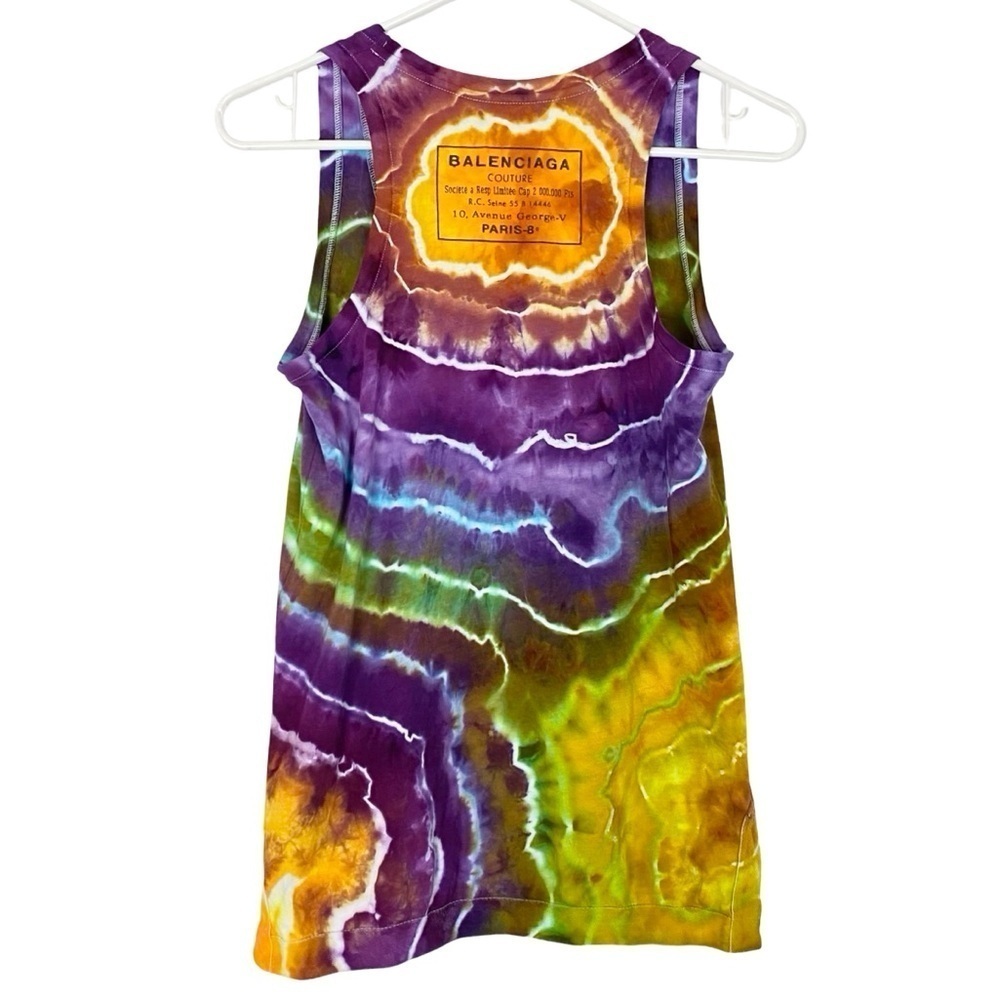 Balenciaga Geode Tie Dye Tank Top Womens Size Small Tee Shirt Colorful Purple - Picture 2 of 16